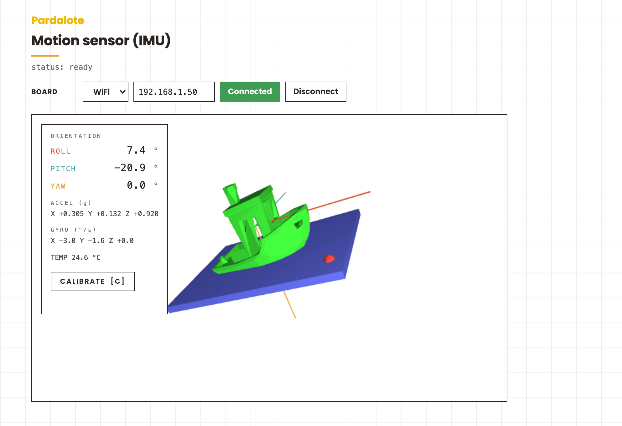 Motion sensor (IMU) — the example running