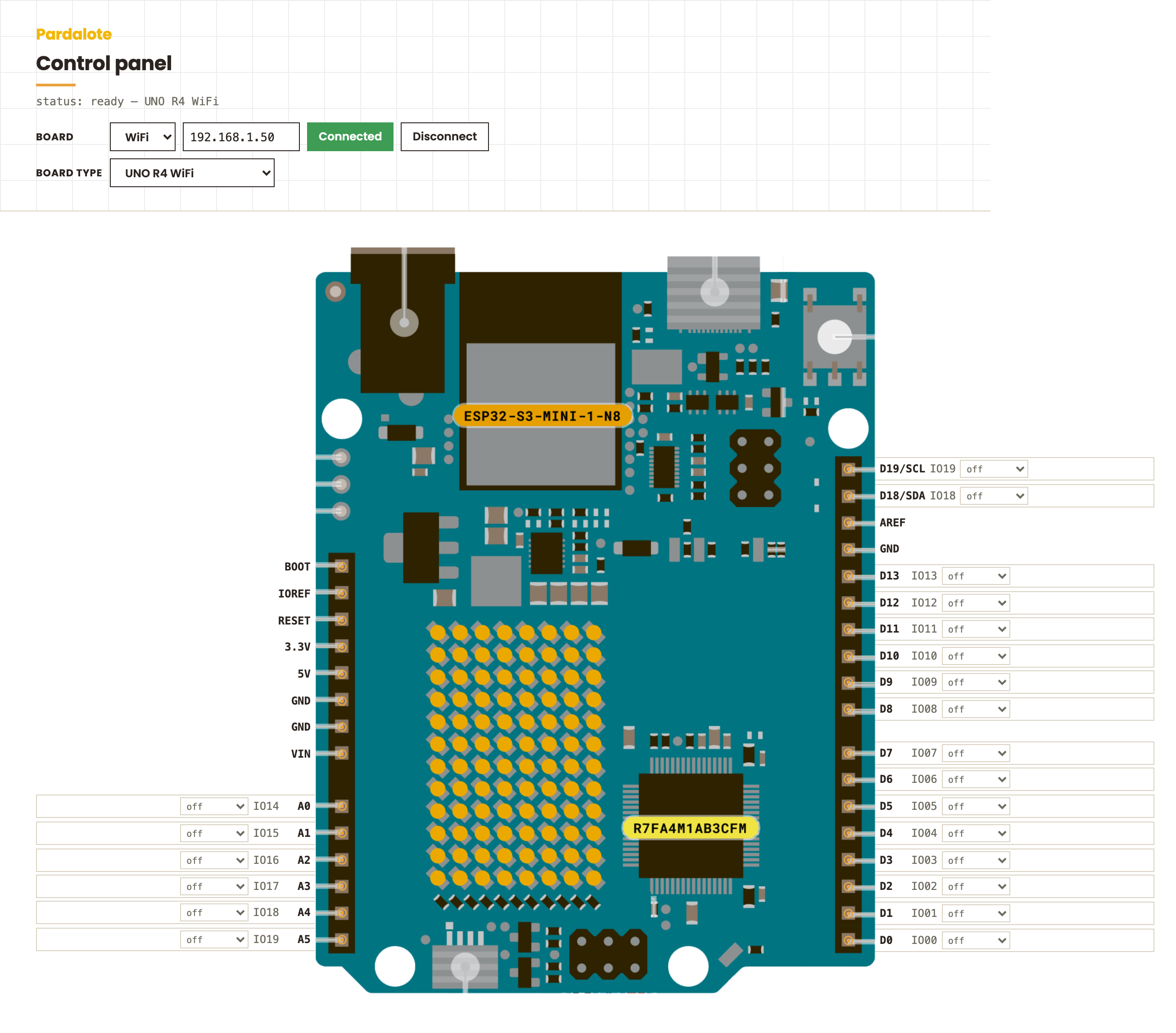 Control panel — the example running
