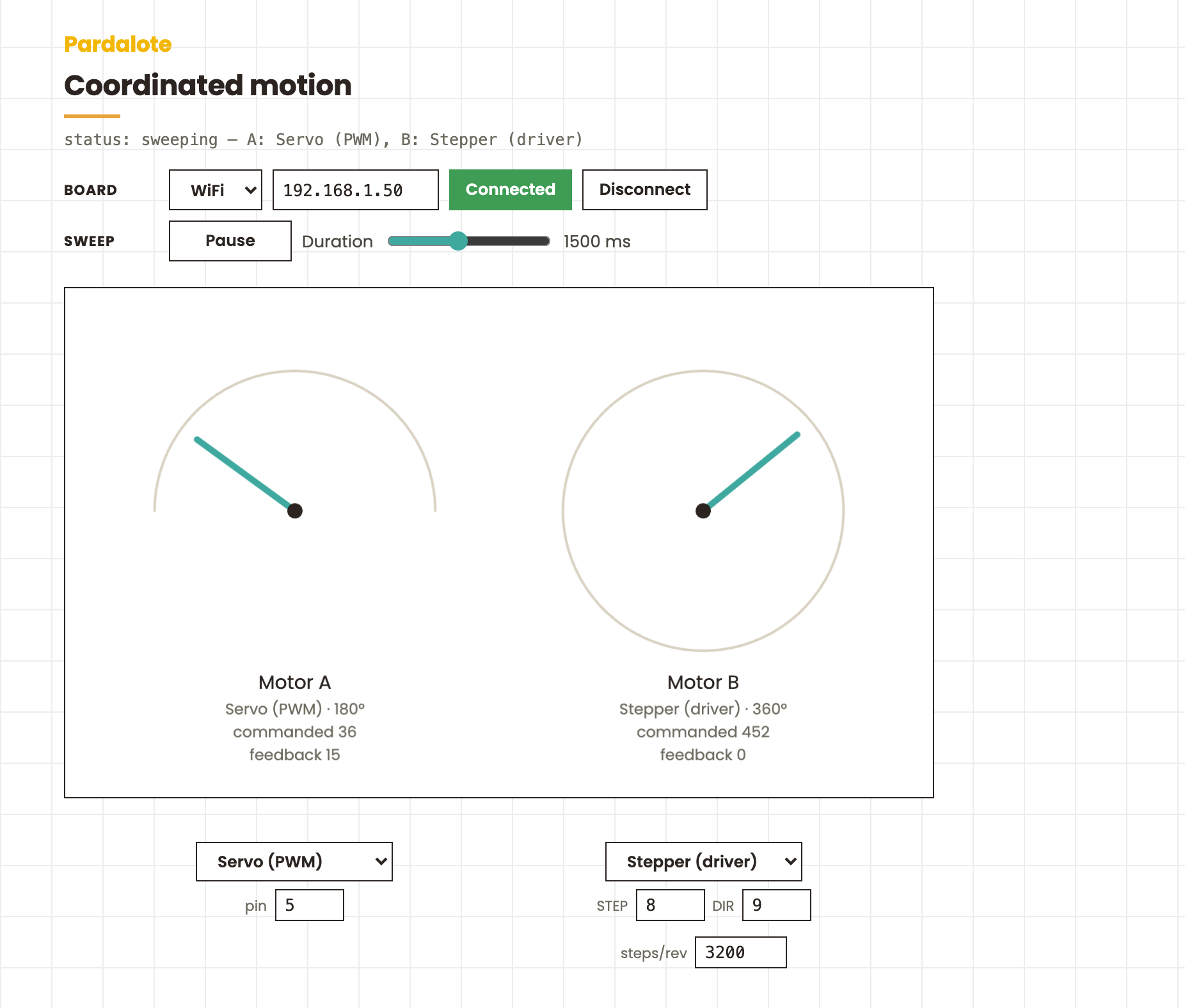 Coordinated motion — the example running