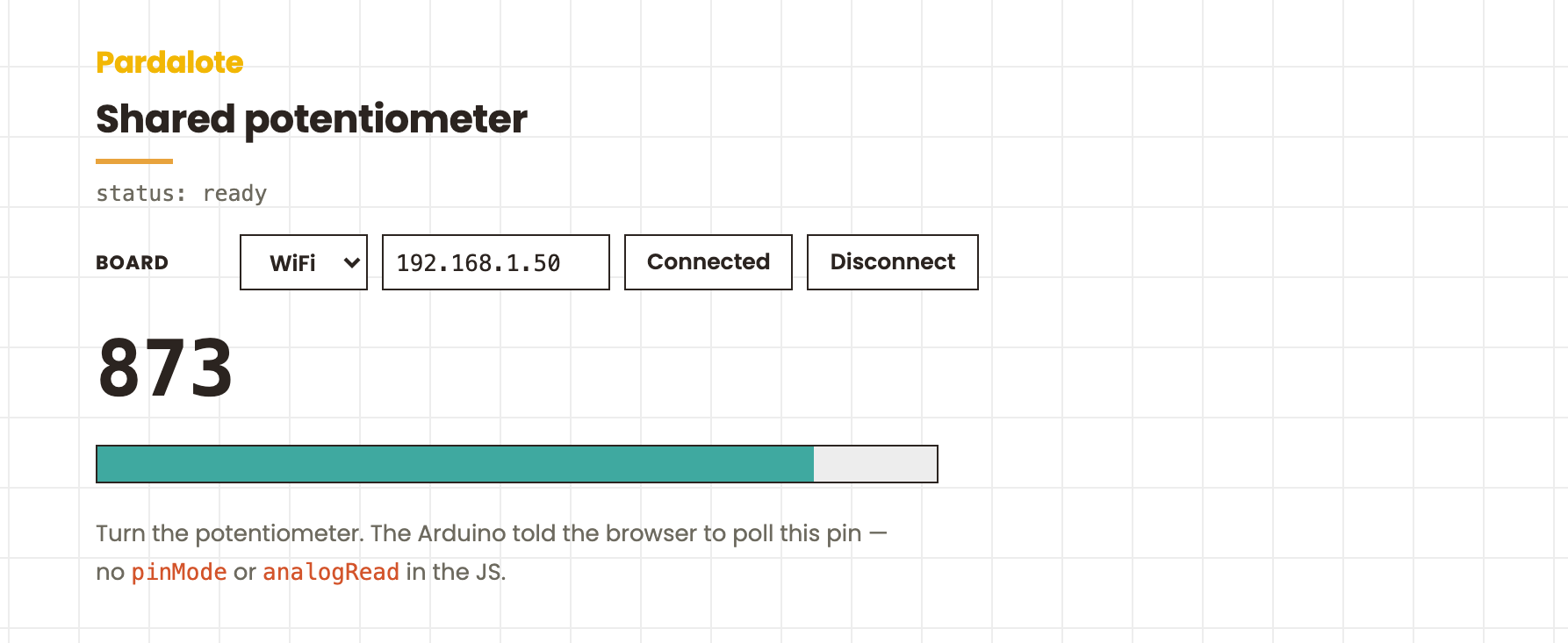 Shared potentiometer — the example running