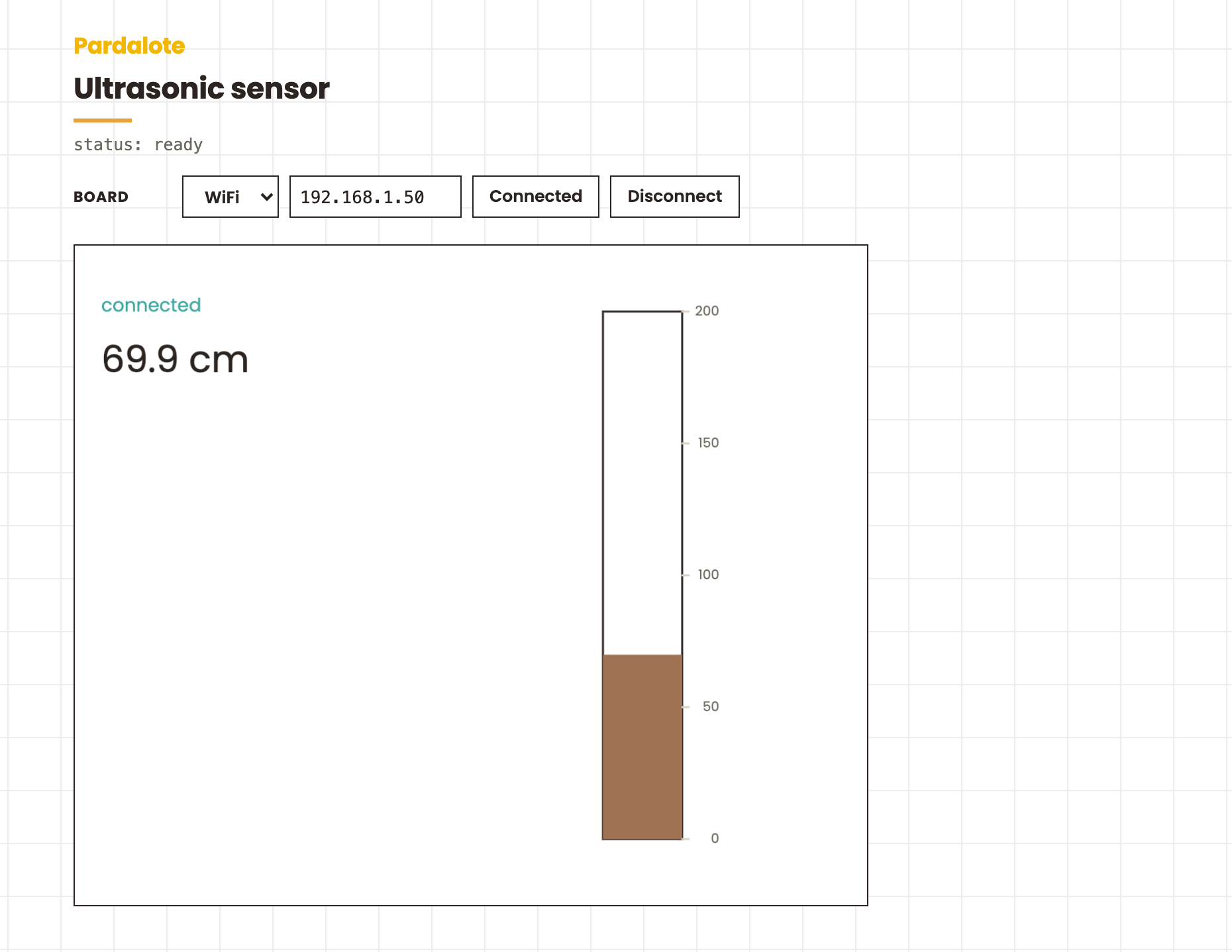 Ultrasonic sensor — the example running